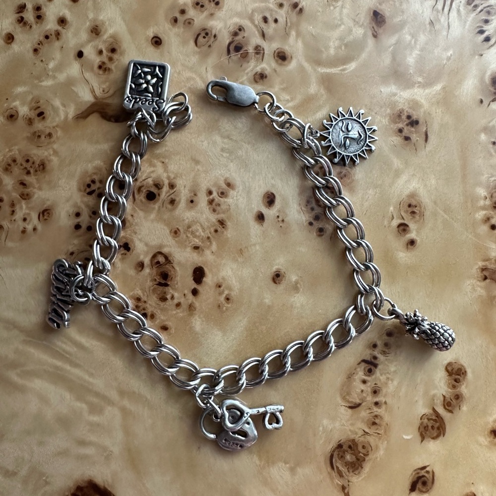 Vintage Solid Sterling Silver Charm Bracelet Diva… - image 2